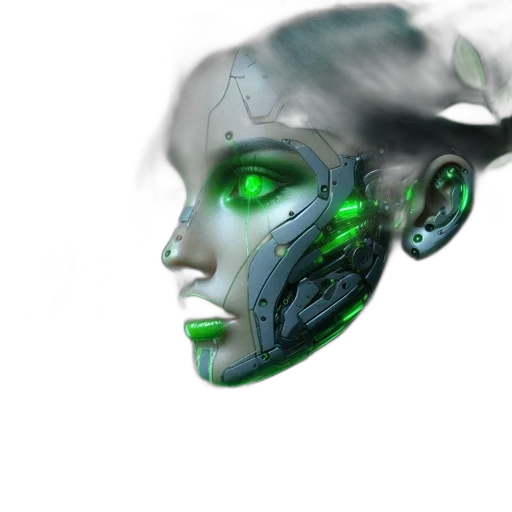 robot, mask, face, cyberpunk, concept art, 3d render, fantasy art, neon lights transparent PNG cut-out