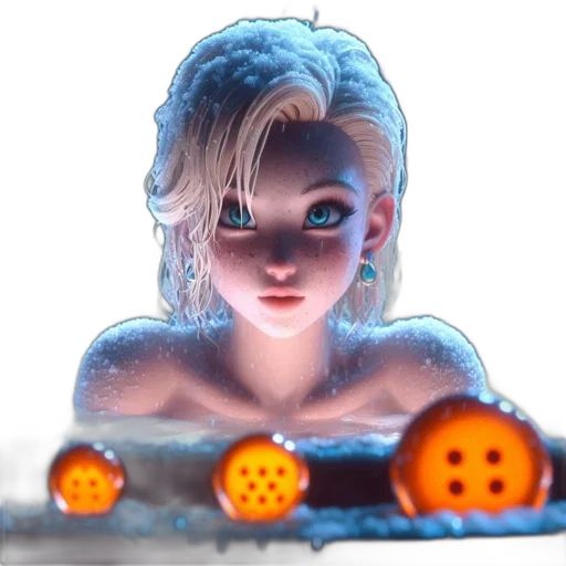 face, creature, concept art, fantasy art, 3d render, pixel art, underwater, snow transparent PNG cut-out
