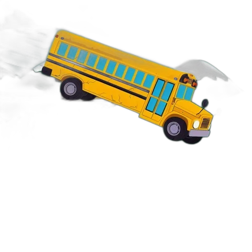 car, concept art, 3d render, fog, colorful, illustration, school, bus transparent PNG cut-out