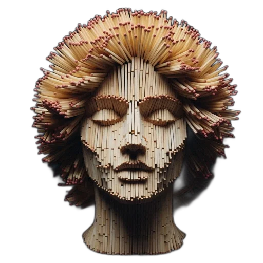 hair, face, mask, crown, 3d render, photorealistic, cyberpunk, fantasy art transparent PNG cut-out