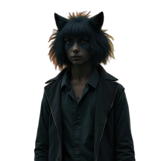 jacket, mask, animal, creature, concept art, cyberpunk, 3d render, photorealistic transparent PNG cut-out