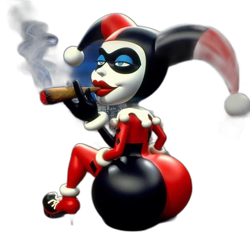 concept art, 3d render, comic book art, fantasy art, harley, quinn, animated, character transparent PNG cut-out