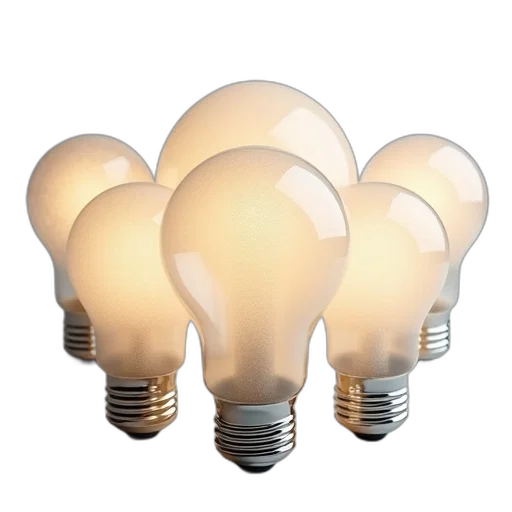 crown, 3d render, photorealistic, set, six, glass, light, bulbs transparent PNG cut-out