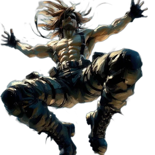 creature, hair, concept art, fantasy art, comic book art, 3d render, muscular, male transparent PNG cut-out
