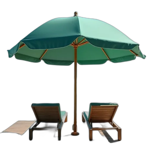 umbrella, furniture, 3d render, concept art, photorealistic, rain, beach, green transparent PNG cut-out