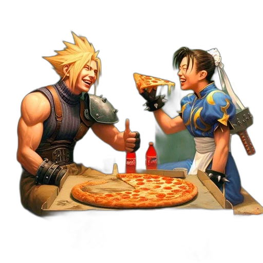 food, concept art, pixel art, comic book art, fantasy art, fire, two, animated transparent PNG cut-out