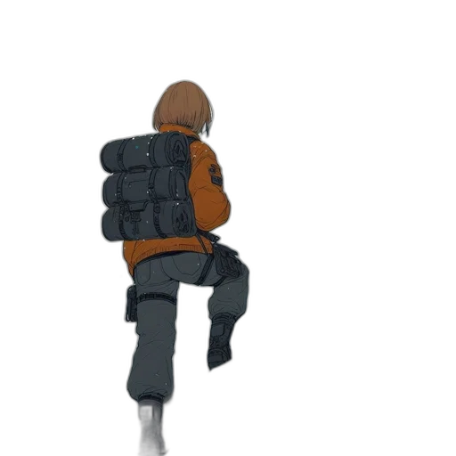 jacket, robot, staff, weapon, concept art, 3d render, pixel art, cyberpunk transparent PNG cut-out