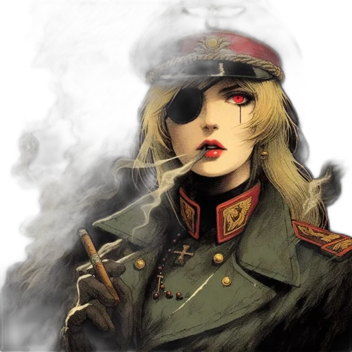 hat, weapon, jacket, staff, photorealistic, fantasy art, concept art, oil painting transparent PNG cut-out