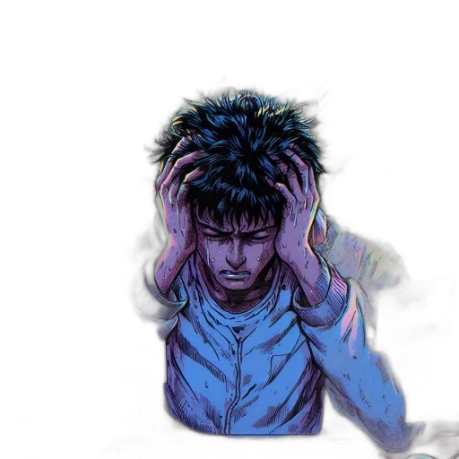 jacket, hair, face, mask, comic book art, cyberpunk, concept art, vaporwave transparent PNG cut-out