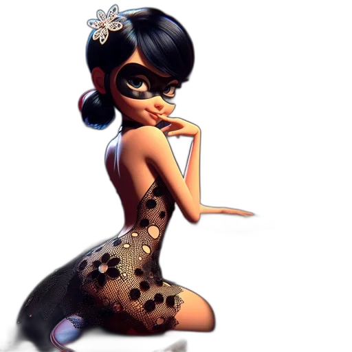 dress, cartoon, concept art, 3d render, comic book art, animated, woman, dark transparent PNG cut-out