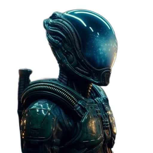 robot, mask, creature, face, concept art, 3d render, cyberpunk, outer space transparent PNG cut-out