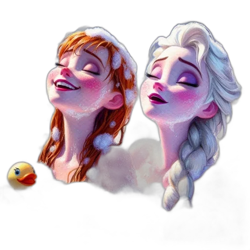 concept art, fantasy art, watercolor, pixel art, snow, fire, underwater, two transparent PNG cut-out