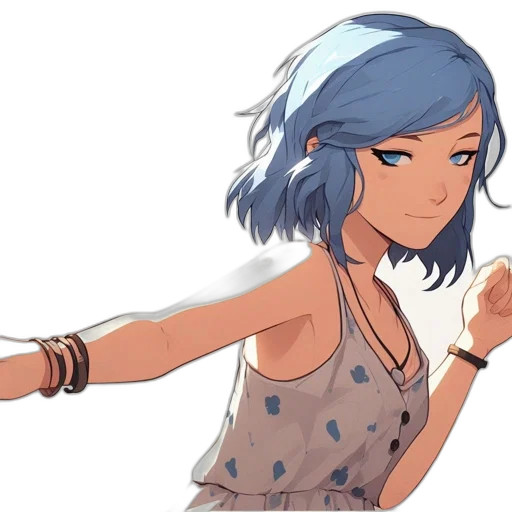 dress, staff, weapon, hair, anime, pixel art, concept art, cartoon transparent PNG cut-out