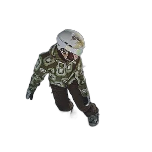 jacket, robot, mask, creature, 3d render, outer space, snowboarder, patterned transparent PNG cut-out