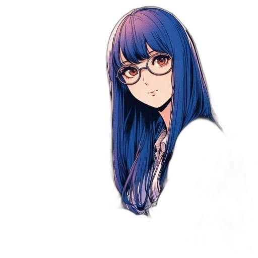 hair, face, dress, staff, anime, cartoon, photorealistic, watercolor transparent PNG cut-out
