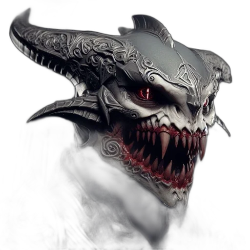 dragon, creature, mask, face, concept art, fantasy art, photorealistic, 3d render transparent PNG cut-out