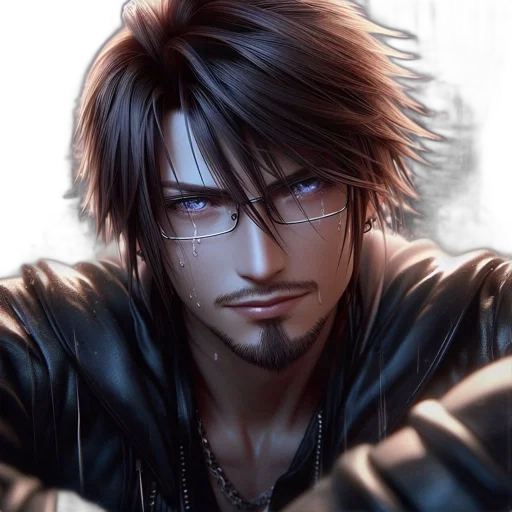 face, photorealistic, anime, fantasy art, concept art, dark, animated, male transparent PNG cut-out