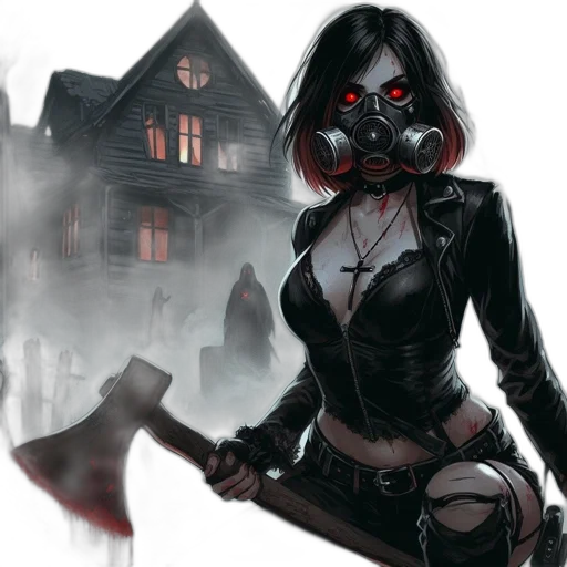 mask, comic book art, concept art, fantasy art, dark, gloomy, graveyard, setting transparent PNG cut-out