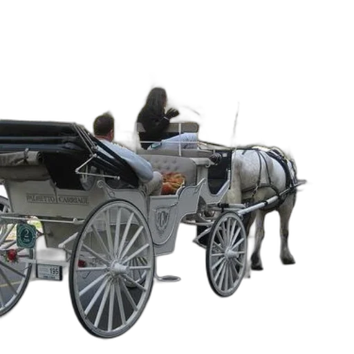 car, concept art, photorealistic, 3d render, horse-drawn, carriage, passengers, city transparent PNG cut-out