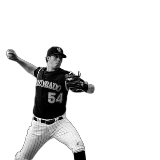 photorealistic, 3d render, black, white, photo, baseball, player, colorado transparent PNG cut-out