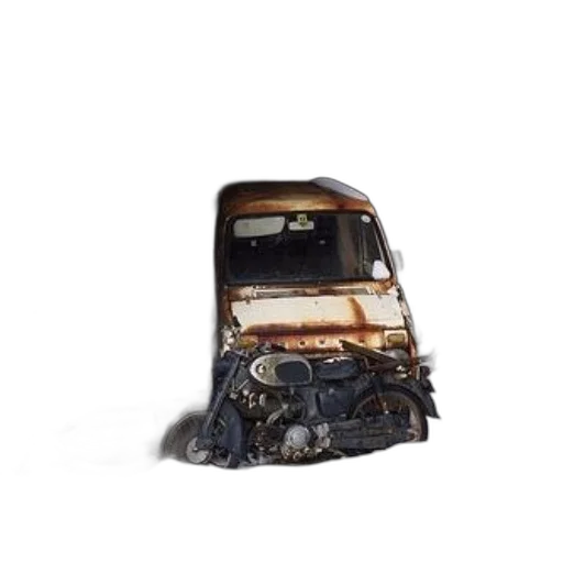 car, hat, robot, shoes, photorealistic, rusty, motorcycle, small transparent PNG cut-out