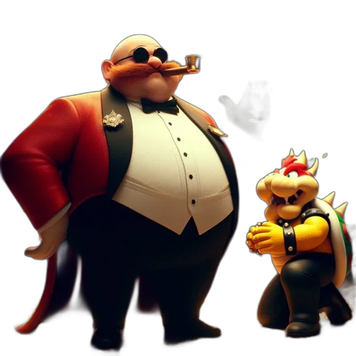 staff, concept art, 3d render, two, cartoonish, characters, portly, man transparent PNG cut-out