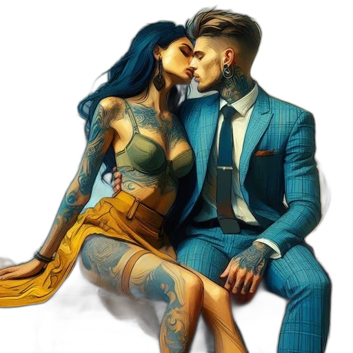 dress, photorealistic, cyberpunk, comic book art, fantasy art, neon lights, outer space, blue transparent PNG cut-out