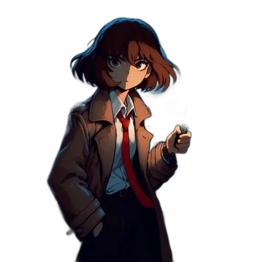 jacket, staff, weapon, face, pixel art, concept art, anime, watercolor transparent PNG cut-out