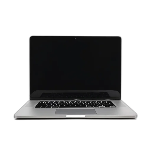 3d render, sleek, silver, laptop, black, screen, visible, logo transparent PNG cut-out