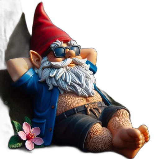 staff, 3d render, photorealistic, fantasy art, concept art, garden, gnome, relaxed transparent PNG cut-out