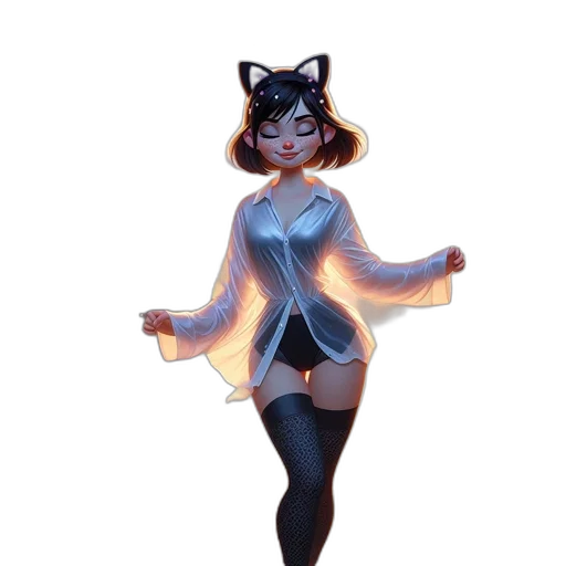dress, staff, concept art, fantasy art, comic book art, 3d render, neon lights, young transparent PNG cut-out