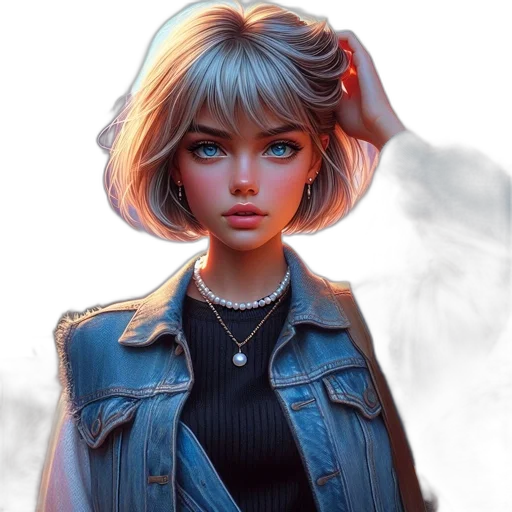 jacket, face, hair, concept art, photorealistic, fantasy art, comic book art, neon lights transparent PNG cut-out