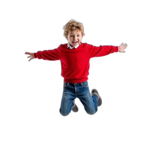 jacket, robot, 3d render, photorealistic, young, boy, red, sweater transparent PNG cut-out