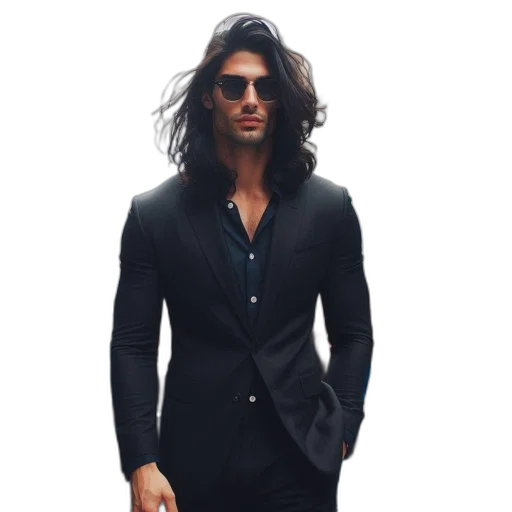 jacket, photorealistic, 3d render, cartoon, concept art, man, wavy, hair transparent PNG cut-out