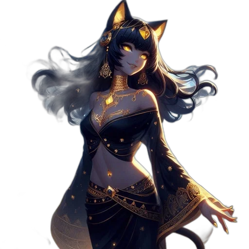 dress, staff, mask, jewelry, fantasy art, concept art, pixel art, anime transparent PNG cut-out