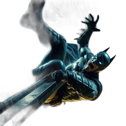 dragon, concept art, comic book art, fantasy art, 3d render, blue, dark, batman transparent PNG cut-out