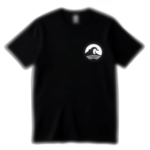 3d render, black, t-shirt, white, logo, left, chest, area transparent PNG cut-out