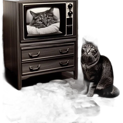 furniture, animal, photorealistic, fire, vintage, shows, cat, face transparent PNG cut-out