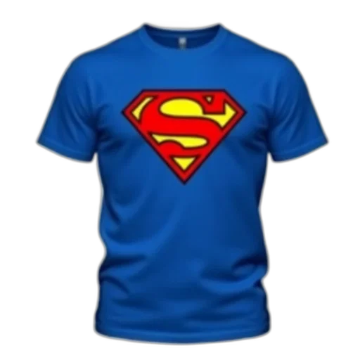 blue, t-shirt, stylized, superman, logo, front, features, red transparent PNG cut-out