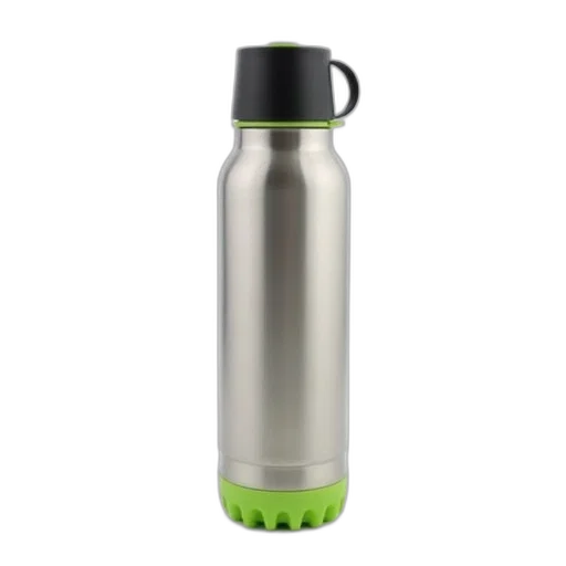 bottle, 3d render, sleek, modern, stainless, steel, water, black transparent PNG cut-out