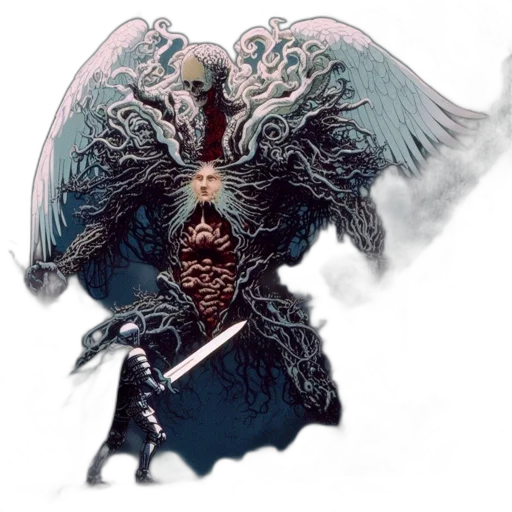 dragon, creature, sword, mask, concept art, fantasy art, comic book art, pixel art transparent PNG cut-out