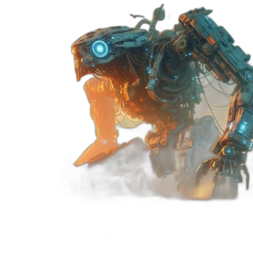 robot, creature, weapon, dragon, concept art, 3d render, fantasy art, cyberpunk transparent PNG cut-out