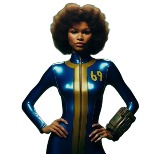 robot, staff, concept art, comic book art, cartoon, fantasy art, woman, afro transparent PNG cut-out