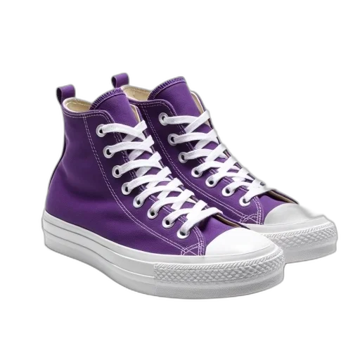 shoes, 3d render, photorealistic, pair, purple, high-top, sneakers, white transparent PNG cut-out