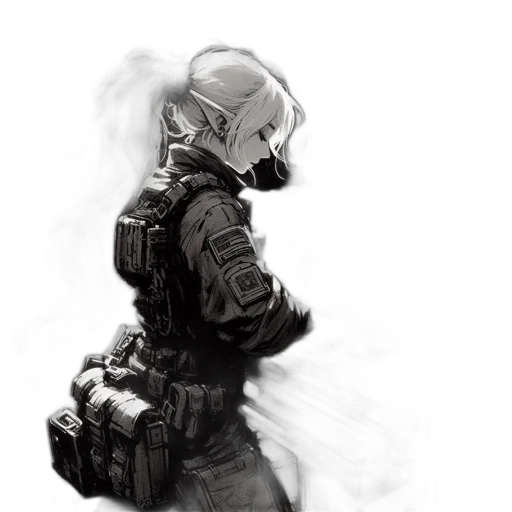 weapon, mask, robot, jacket, concept art, comic book art, cyberpunk, pencil sketch transparent PNG cut-out