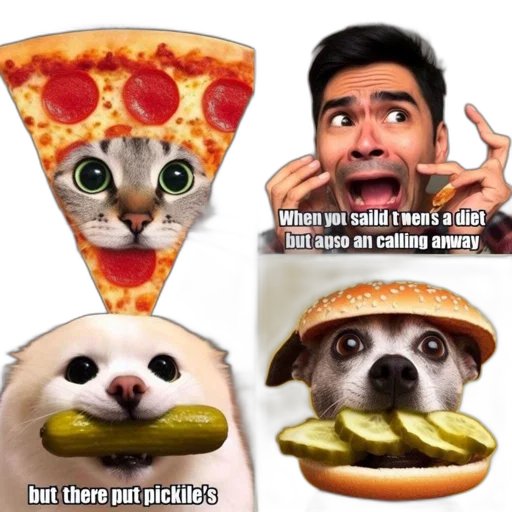 food, animal, hat, creature, four, images, humorously, combine transparent PNG cut-out