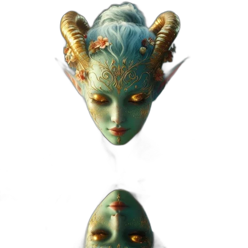 mask, jewelry, crown, face, concept art, 3d render, fantasy art, photorealistic transparent PNG cut-out