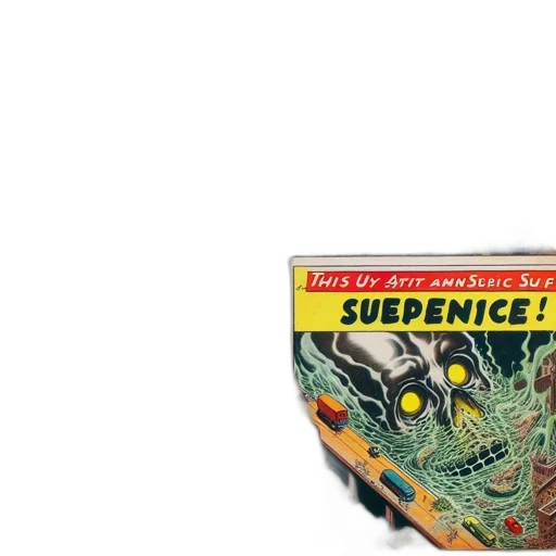 weapon, comic book art, concept art, outer space, underwater, fire, vintage-styled, panel transparent PNG cut-out