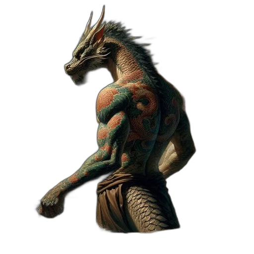 dragon, animal, creature, fantasy art, concept art, 3d render, photorealistic, dragon-human transparent PNG cut-out