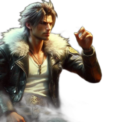 jacket, concept art, fantasy art, 3d render, cyberpunk, man, silver-grey, hair transparent PNG cut-out